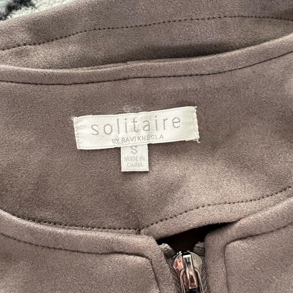 Anthropologie Solitaire Taupe Faux Suede Zip Up Jacket - Picture 4 of 4